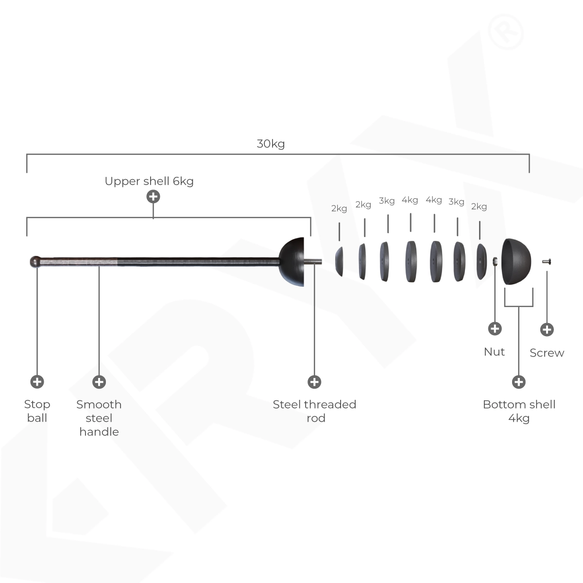 Club Indiani, Macebell Impermeabile Da 2 Libbre, Barra Di